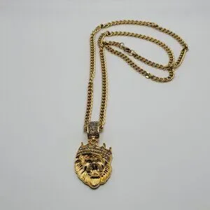 Accessories Gold Plated Stainless Steel King Crown Lion Head Ice